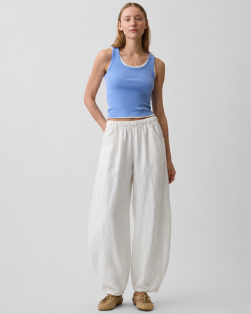 Linen Cotton Barrel Leg Pants