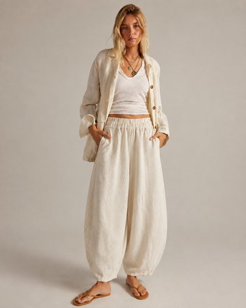 Linen Barrel Leg Pants